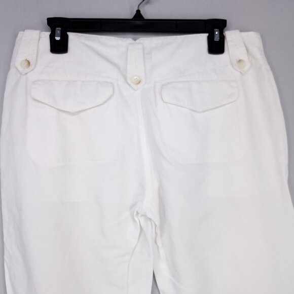 Theory Crop Linen Blend Trousers Women’s Size 10 White Beachy Boho Coastal - Picture 5 of 13